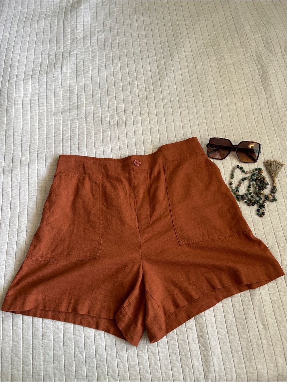 LOFT High-Waist Rust Brown Shorts